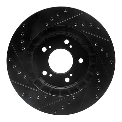 R1 Concepts R1 97-05 Acura NSX Front Right Drilled & Slotted Black Brake Rotor