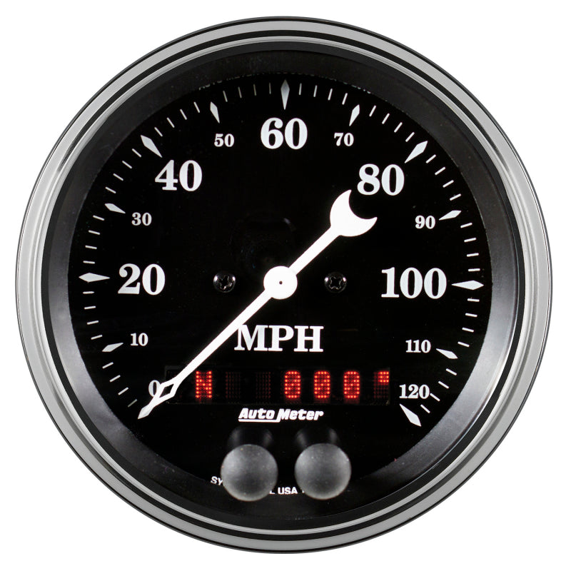 AutoMeter Auto Meter Gauge Speedometer 3 3/8in 120mph GPS Old Tyme Black