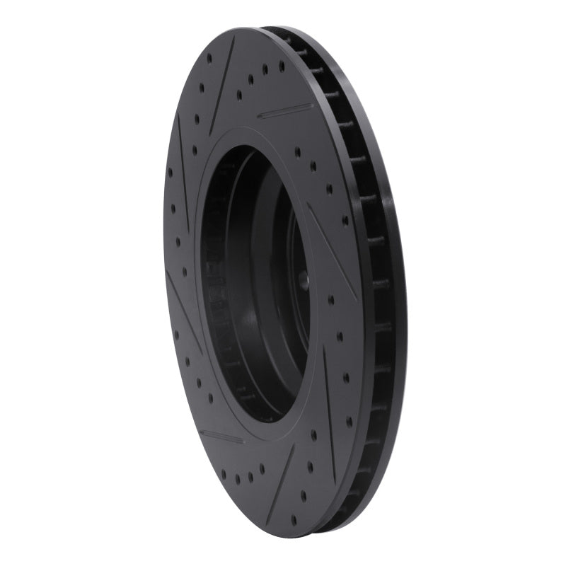 R1 Concepts R1 07-15 BMW 335I Front Right Drilled & Slotted Black Brake Rotor