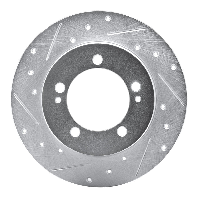 R1 Concepts R1 90-94 Eagle TALON Rear Left Drilled & Slotted Silver Brake Rotor