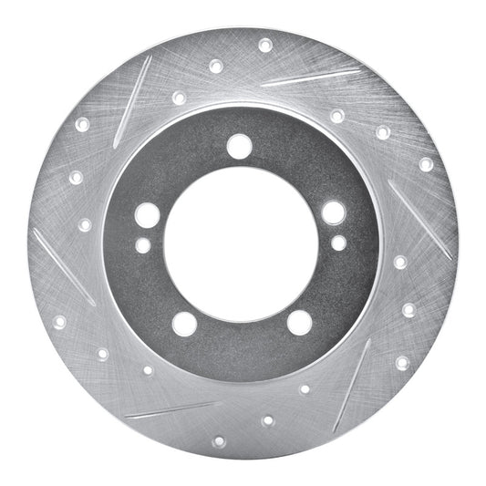 R1 Concepts R1 90-94 Eagle TALON Rear Left Drilled & Slotted Silver Brake Rotor