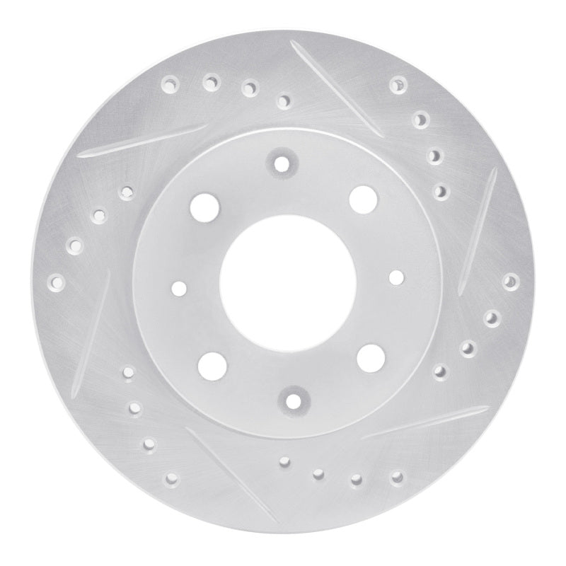 R1 Concepts R1 82-83 Honda Civic Hatchback Front Right Drilled & Slotted Silver Brake Rotor