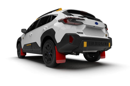 Rally Armor 24-26 Subaru Crosstrek (Wilderness Only) Red UR Mud Flap W/White Logo - No Drilling Req