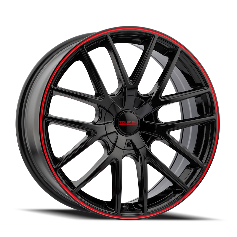 Touren 3260 TR60 18x8 / 5x115/120 BP / 20mm Offset / 74.1mm Hub Gloss Black w/ Red Ring Wheel