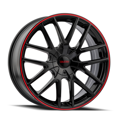 Touren 3260 TR60 17x7.5 / 5x108/114.3 BP / 42mm Offset / 72.62mm Hub Gloss Black w/ Red Ring Wheel