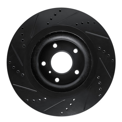 R1 Concepts R1 19-24 Infiniti QX50 Front Right Drilled & Slotted Black Brake Rotor