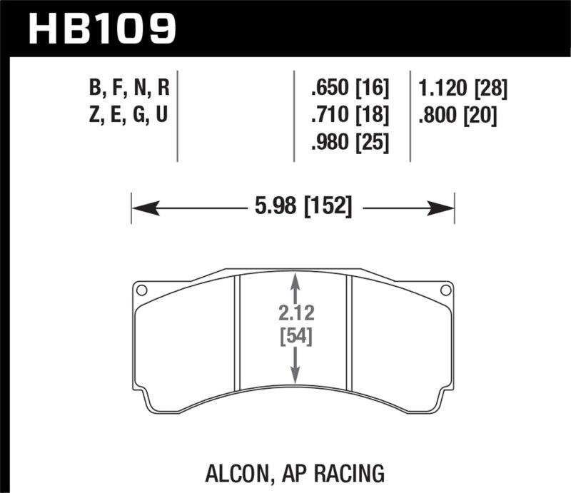 Hawk Performance Hawk DTC-80 AP Racing 25mm Race Brake Pads
