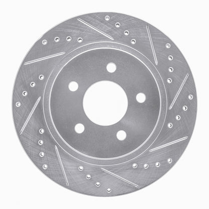 R1 Concepts R1 05-14 Ford Mustang Rear Right Drilled & Slotted Silver Brake Rotor