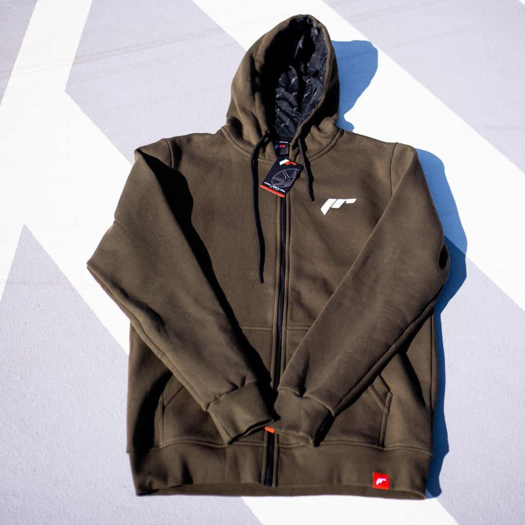 JR Wheels HOODIE-UJRLOGODO-M JR Unisex Zip Hoodie Logo Dark Olive Size M