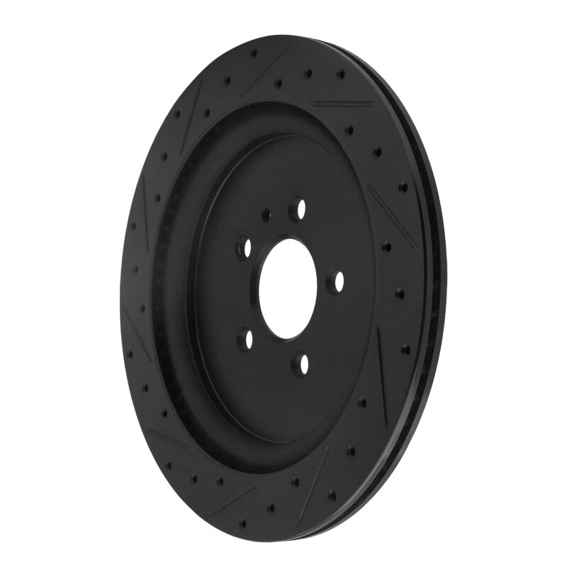 R1 Concepts R1 13-14 Ford Mustang Rear Right Drilled & Slotted Black Brake Rotor