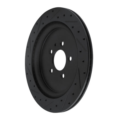R1 Concepts R1 13-14 Ford Mustang Rear Right Drilled & Slotted Black Brake Rotor