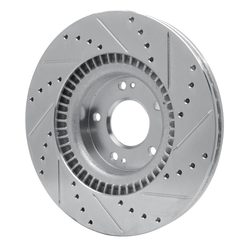 R1 Concepts R1 09-11 Hyundai Genesis Sedan Front Left Drilled & Slotted Silver Brake Rotor