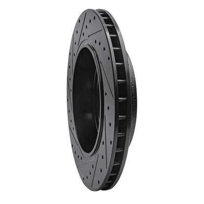R1 Concepts R1 06-10 Jeep Grand Cherokee Rear Right Drilled & Slotted Black Brake Rotor
