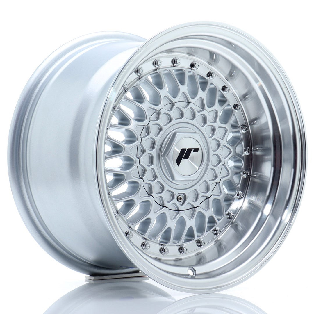 JR Wheels JR9159141074SS - JR9 15x9 ET10 4x100/108 Silver w/ Machined Lip+Silver Rivets