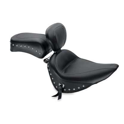 Mustang Motorcycle Mustang 00-15 Harley Softail Standard Rear Tire Standard Touring Solo Seat w/Driver Backrest - Black