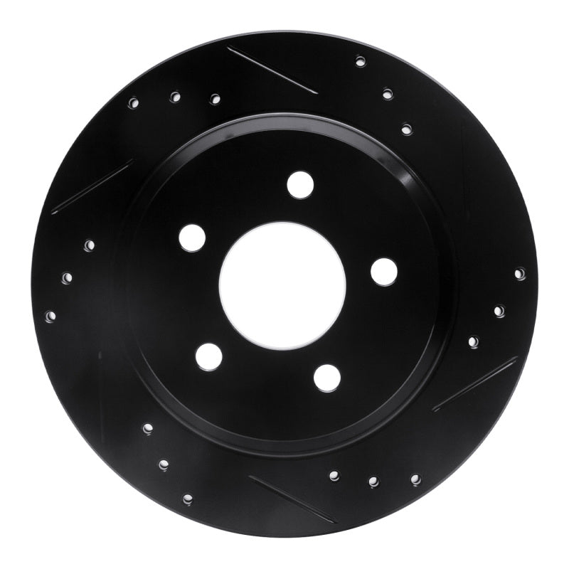 R1 Concepts R1 94-04 Ford Mustang Rear Right Drilled & Slotted Black Brake Rotor