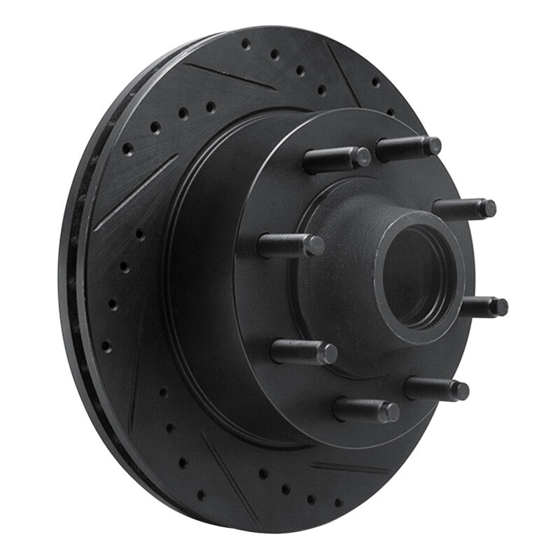 R1 Concepts R1 95-04 Ford E-350 Econoline Front Right Drilled & Slotted Black Brake Rotor