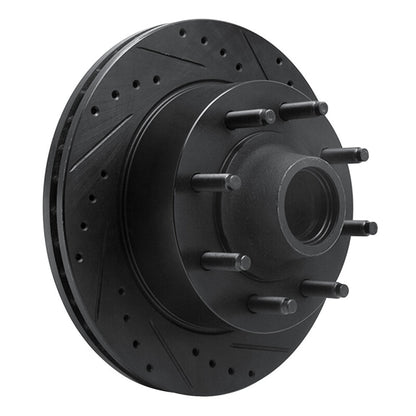 R1 Concepts R1 95-04 Ford E-350 Econoline Front Right Drilled & Slotted Black Brake Rotor