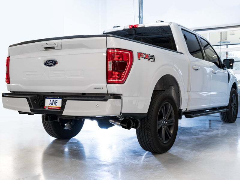 AWE Tuning AWE 21+ Ford F150 Dual Side Exit Cat-Back Exhaust - 4.5in Diamond Black Tips *For Stock Y-Pipe Only