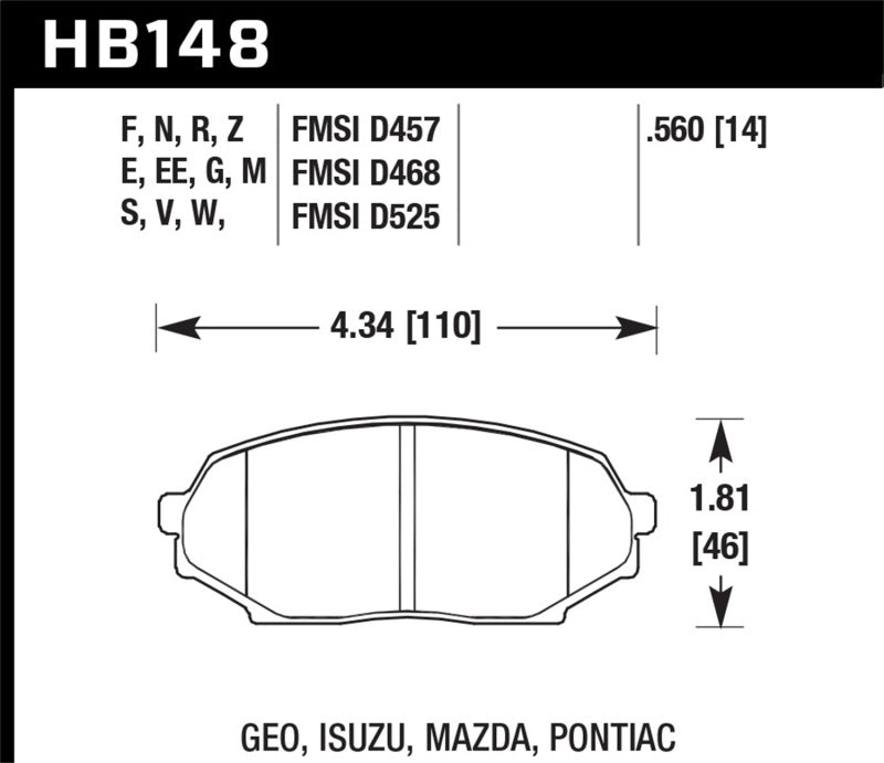Hawk Performance Hawk 89-93 Miata HP+ Street Front Brake Pads (D525)