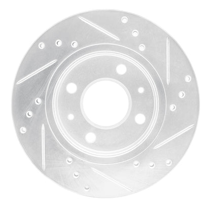 R1 Concepts R1 86-17 Nissan NX Front Left Drilled & Slotted Silver Brake Rotor