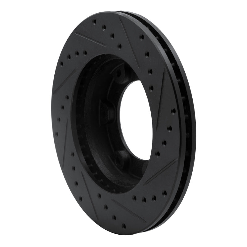 R1 Concepts R1 90-92 Toyota Land Cruiser Front Left Drilled & Slotted Black Brake Rotor
