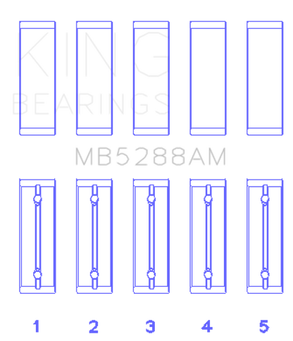 King Engine Bearings Renault F3R/F4R/F8Q/F9Q (Size +0.50mm) Main Bearing Set