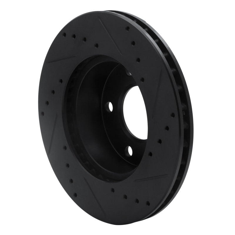 R1 Concepts R1 75-80 Ford Granada Left Rear Drilled & Slotted Black Brake Rotor