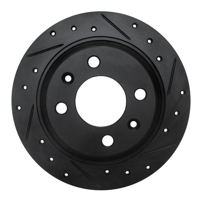 R1 Concepts R1 86-98 Saab 9000 Rear Right Drilled & Slotted Black Brake Rotor