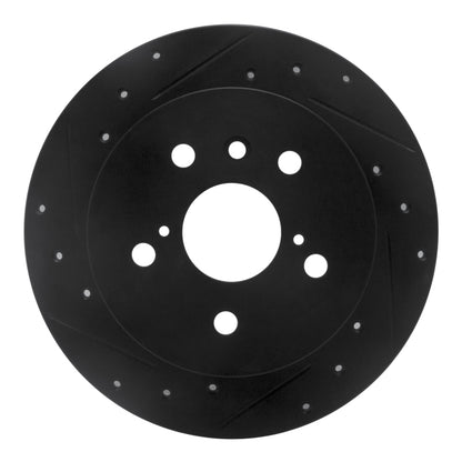 R1 Concepts R1 18-24 Toyota Camry Rear Left Drilled & Slotted Black Brake Rotor