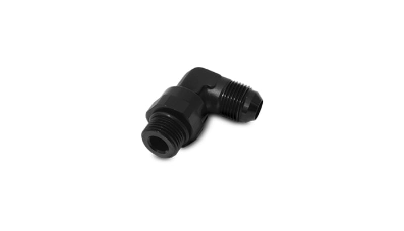 Vibrant -8AN Male Flare to Male -10 ORB Swivel 90 Degree Adapter - Anodized Black