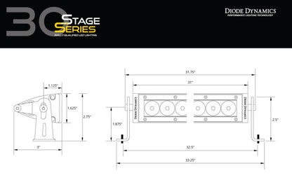 Diode Dynamics 30 In LED Light Bar Single Row Straight Clear Driving Each Stage Series