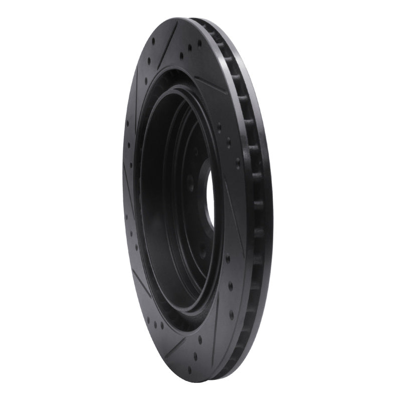 R1 Concepts R1 08-14 Cadillac CTS Rear Right Drilled & Slotted Black Brake Rotor