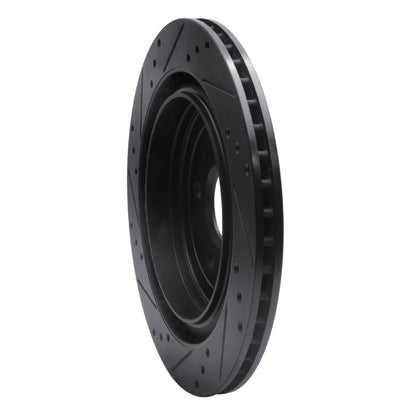 R1 Concepts R1 08-14 Cadillac CTS Rear Right Drilled & Slotted Black Brake Rotor