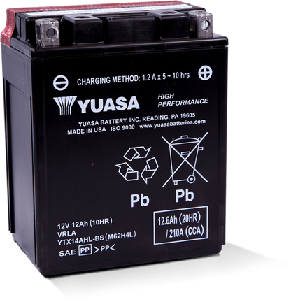 Yuasa Battery Yuasa YTX14AHL-BS High Performance AGM 12-Volt Battery w/Bottle