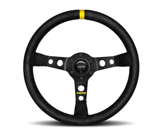 Momo MOD07 Steering Wheel 350 mm - Black Suede/Black Spokes/1 Stripe