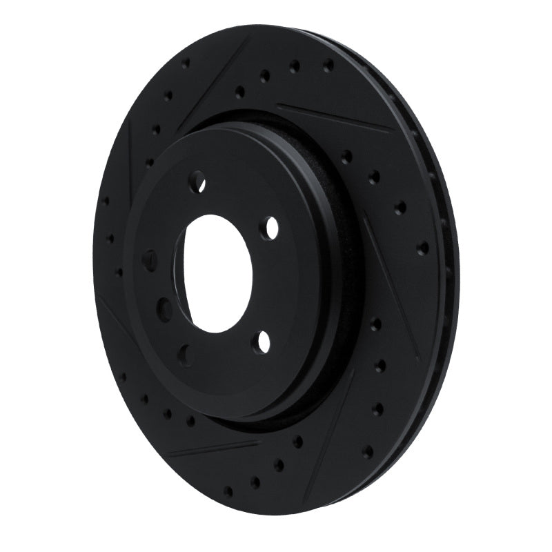 R1 Concepts R1 01-06 BMW 330CI Rear Left Drilled & Slotted Black Brake Rotor