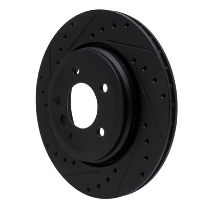 R1 Concepts R1 01-06 BMW 330CI Rear Left Drilled & Slotted Black Brake Rotor