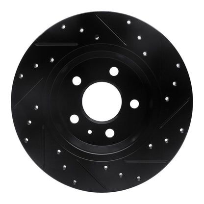 R1 Concepts R1 09-25 Audi A4 Left Drilled & Slotted Black Brake Rotor