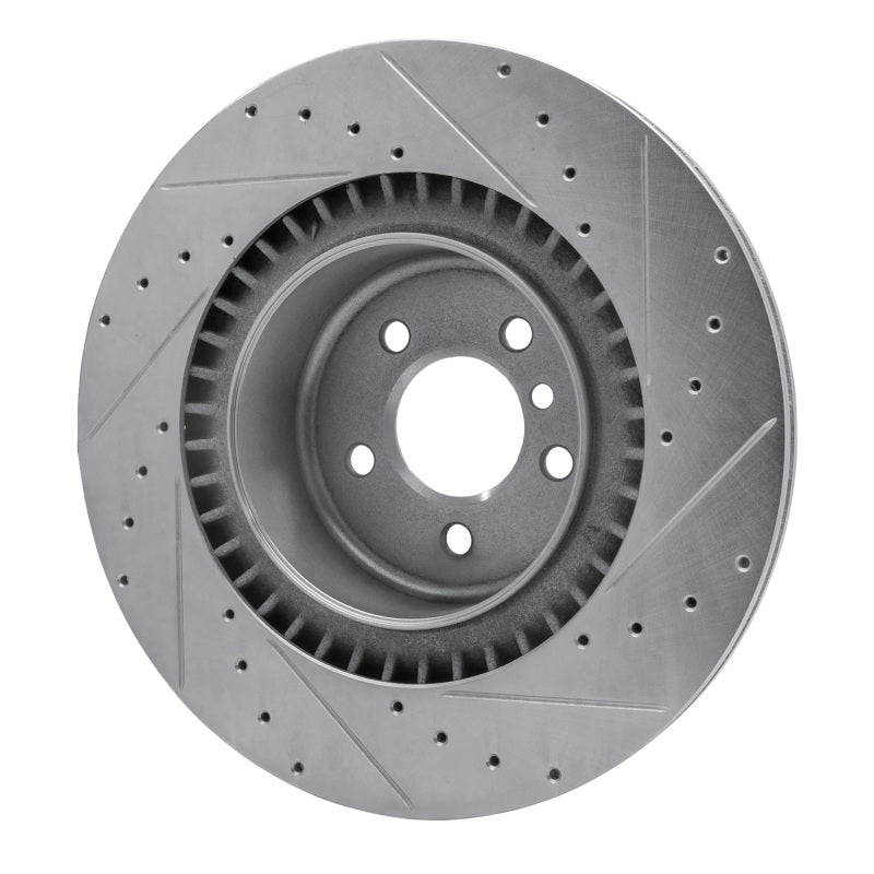 R1 Concepts R1 10-14 BMW X5 Rear Left Drilled & Slotted Silver Brake Rotor
