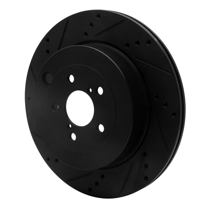 R1 Concepts R1 17-25 Subaru BRZ Rear Left Drilled & Slotted Black Brake Rotor