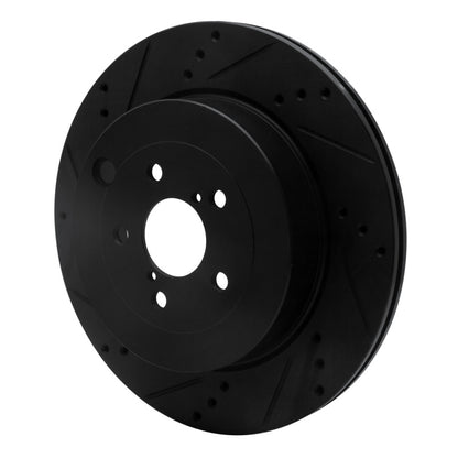 R1 Concepts R1 17-25 Subaru BRZ Rear Left Drilled & Slotted Black Brake Rotor