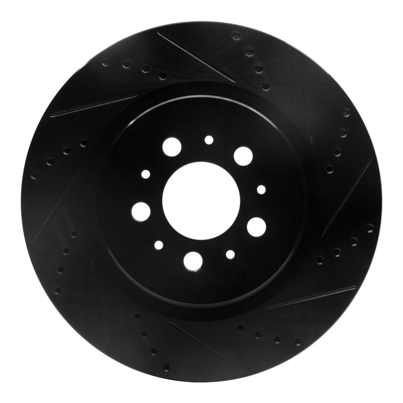 R1 Concepts R1 04-07 Volvo V70 Rear Right Drilled & Slotted Black Brake Rotor