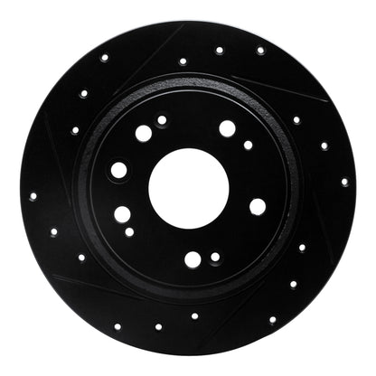 R1 Concepts R1 02-04 Acura RL Rear Left Drilled & Slotted Black Brake Rotor