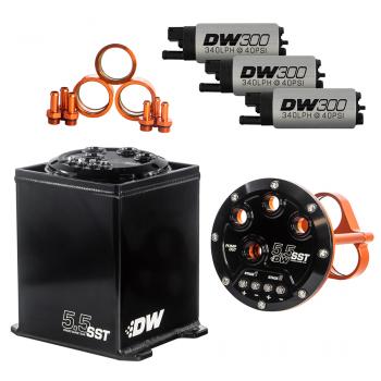 DEATSCHWERKS 6-301-55ST 5.5L STAGED SURGE TANK, UNIVERSAL. INCLUDES 3 DW300 FUEL PUMPS.