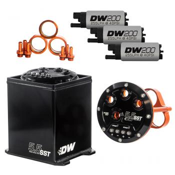 DEATSCHWERKS 6-201-55ST 5.5L STAGED SURGE TANK, UNIVERSAL. INCLUDES 3 DW200 FUEL PUMPS.