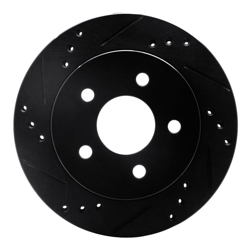 R1 Concepts R1 90-92 Ford Taurus SHO Rear Left Drilled & Slotted Black Brake Rotor