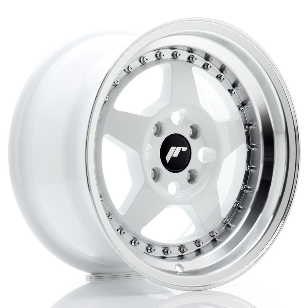 JR Wheels JR615804H2567WL1 - JR6 15x8 ET25 4x100 White w/ Machined Lip