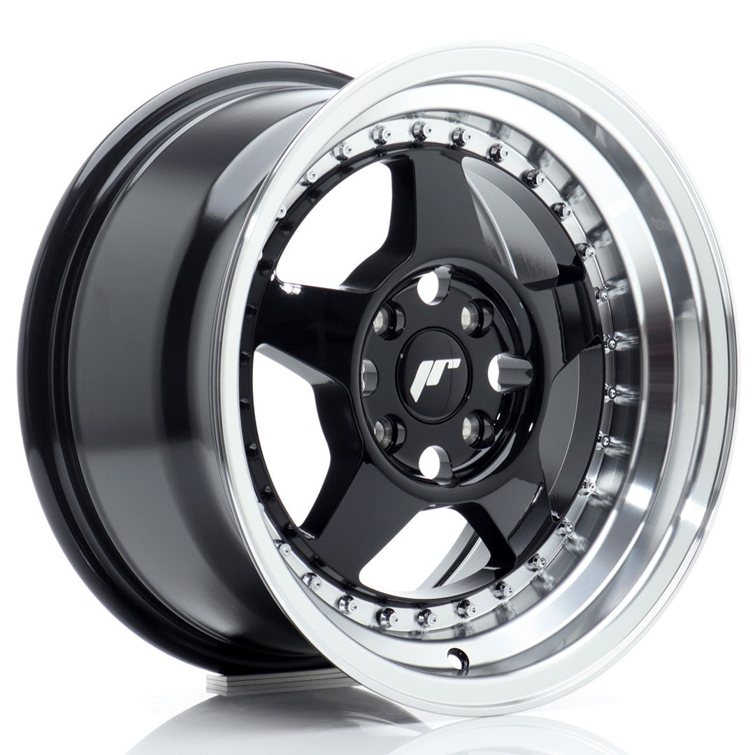 JR Wheels JR615804H2567GBL1 - JR6 15x8 ET25 4x100 Gloss Black w/ Machined Lip