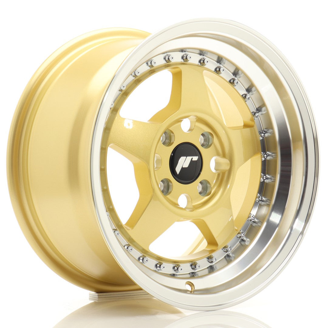 JR Wheels JR615804H2567GDL1 - JR6 15x8 ET25 4x100 Gold w/ Machined Lip